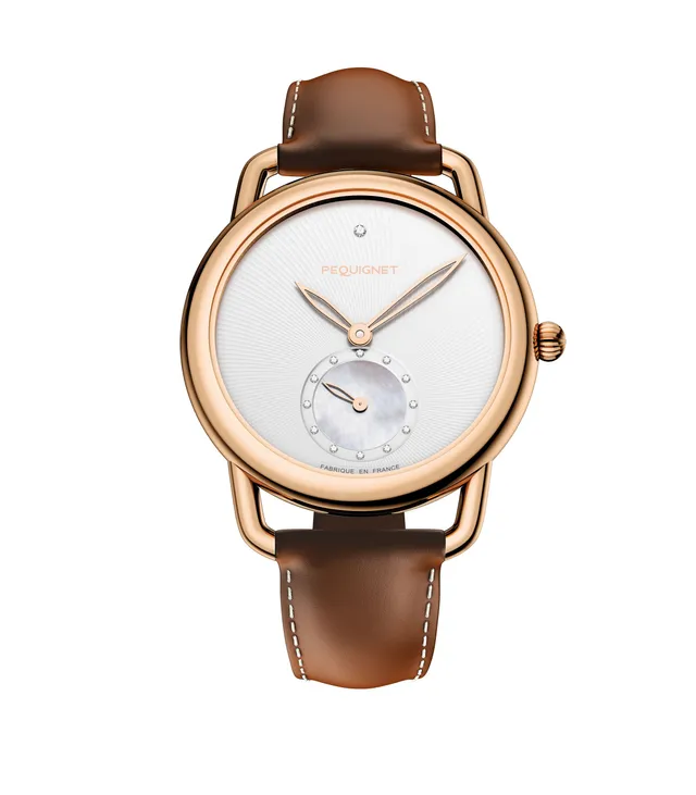 pequignet-equus-origine-montre-femme-30-mm-plaqu-or-rose-quartz-suisse image 1
