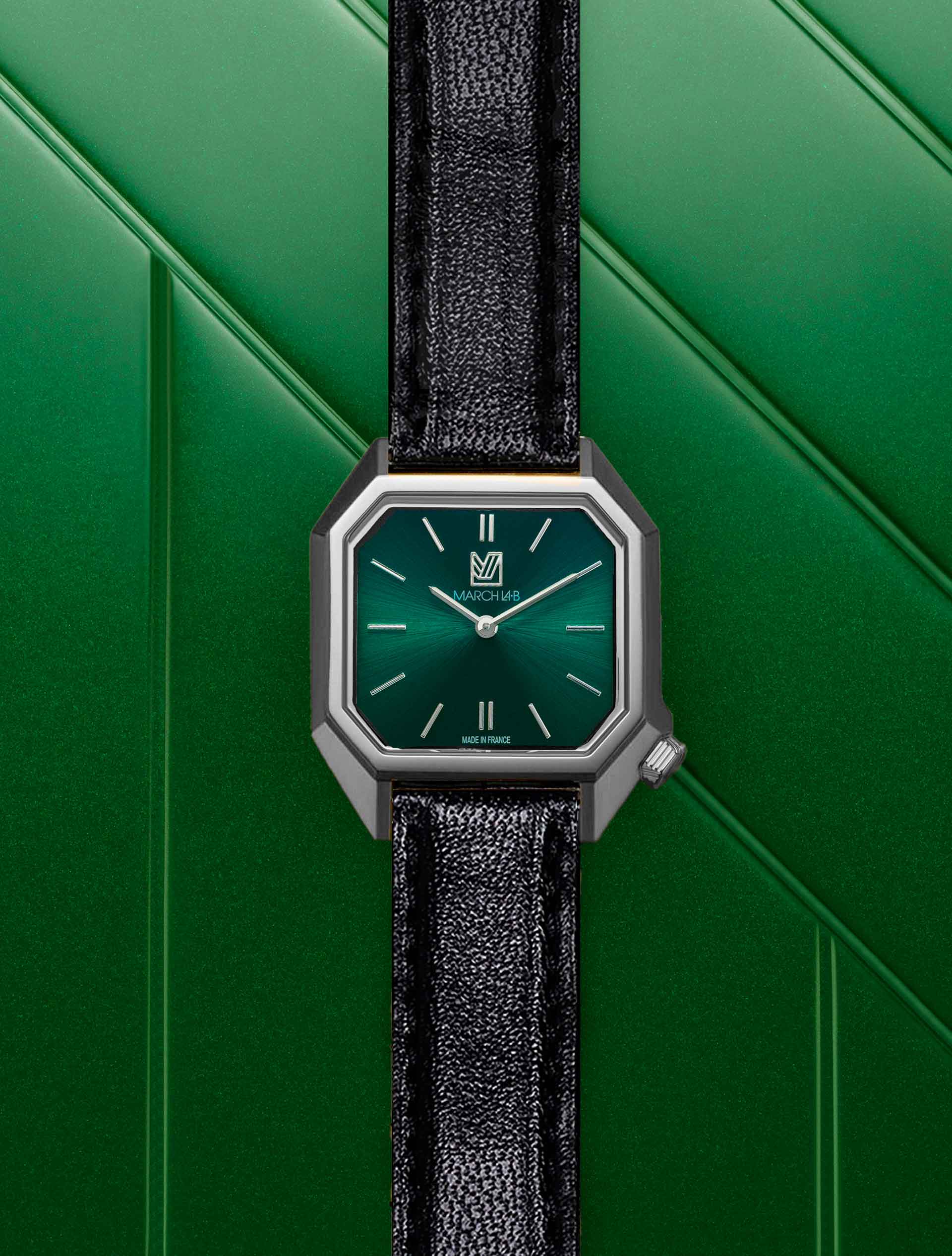 march-la-b-lady-mansart-forest-montre-femme-octogonale-26-mm-cadran-vert image 3