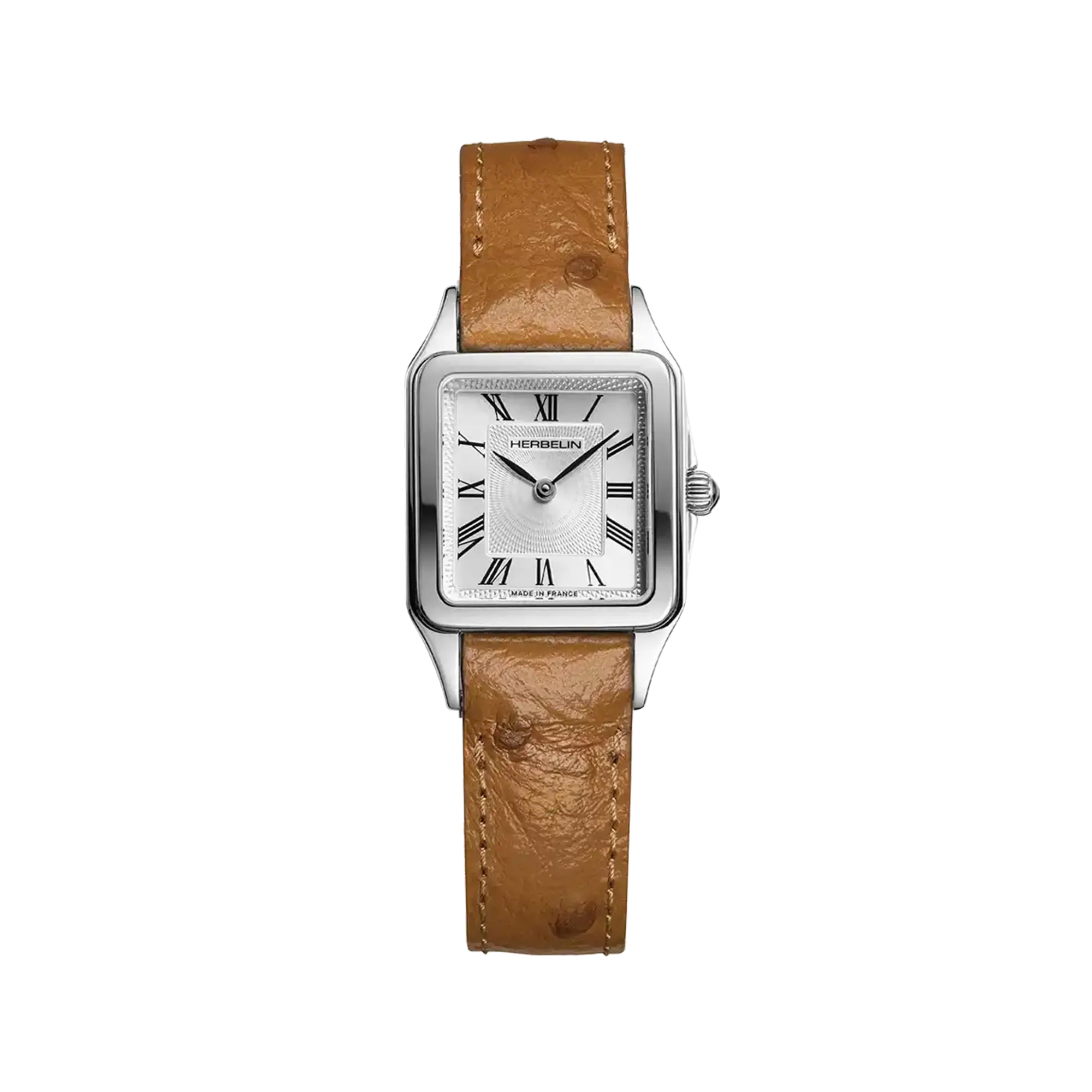 herbelin-luna-quartz-femme-argent-blanc-cuir-autruche image 1