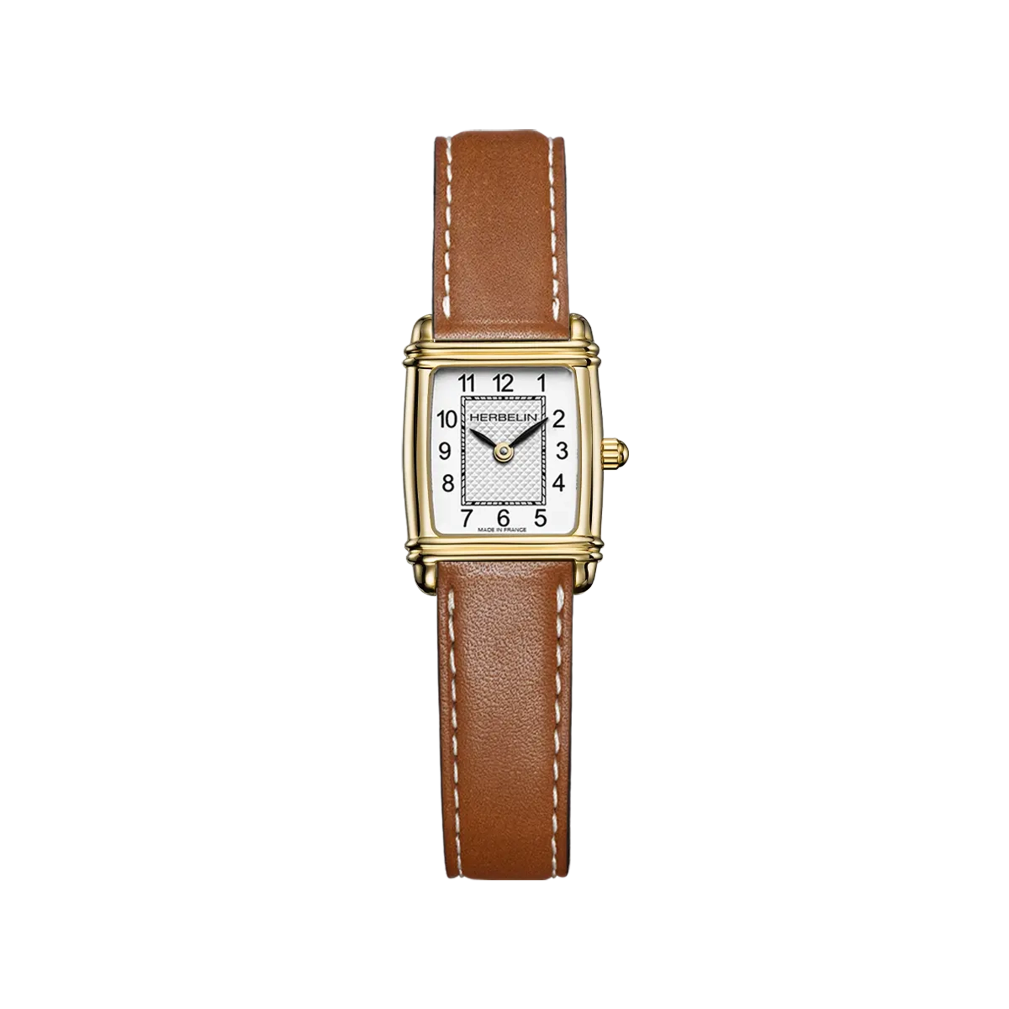 herbelin-art-d-co-tonneau-quartz-femme-pvd-or-jaune-cuir image 1