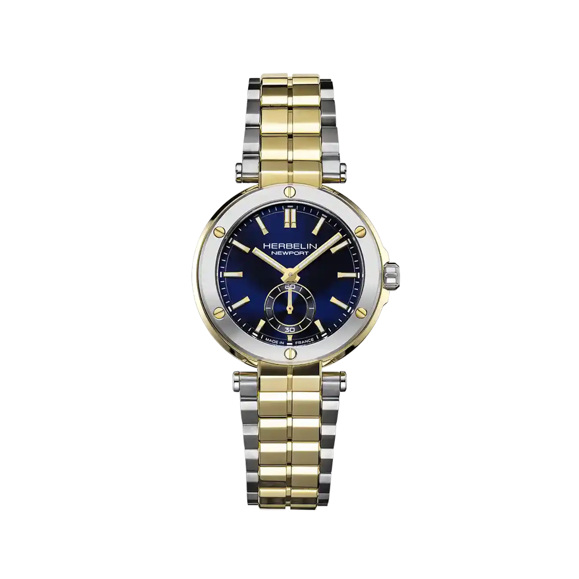 herbelin-newport-quartz-35-mm-acier-bicolore-cuir-bleu image 1