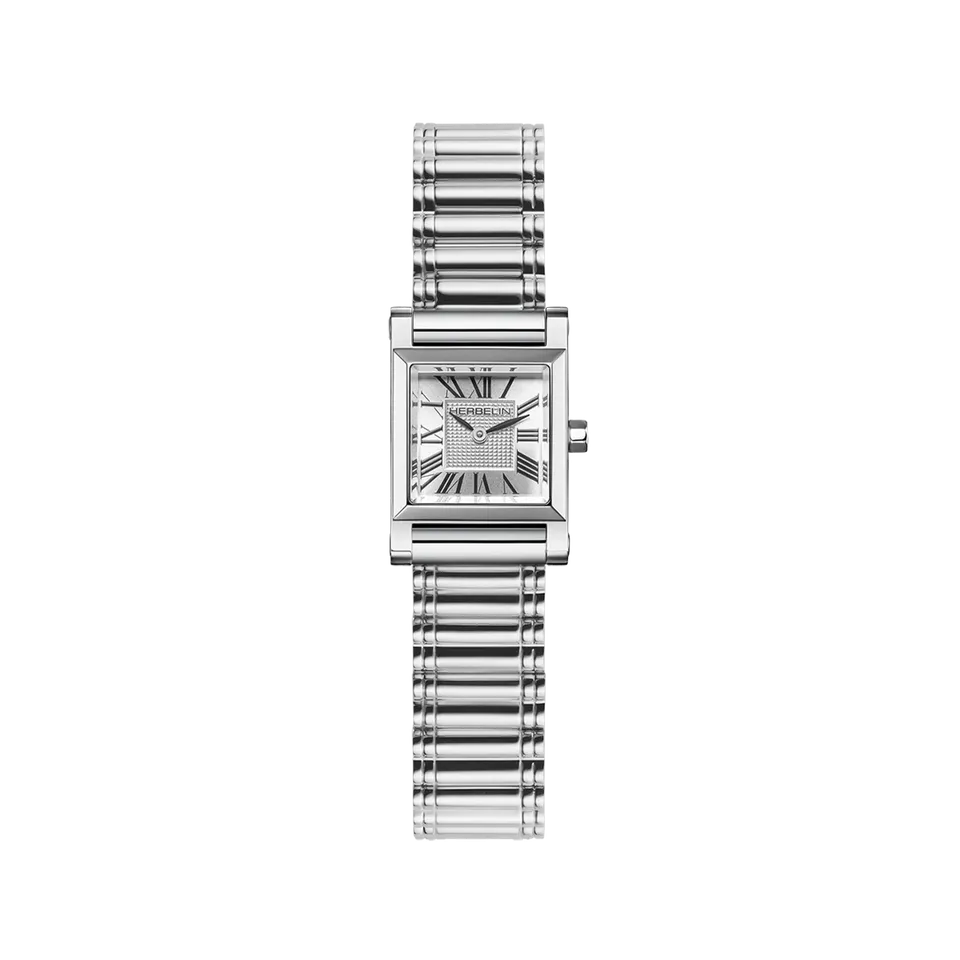herbelin-antar-s-montre-femme-quartz-carr-e-acier-bracelet-rouleaux image 1