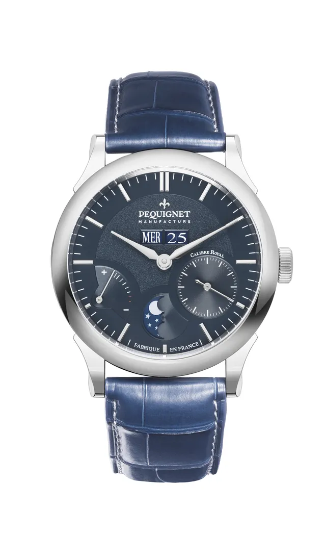 pequignet-royale-paris-montre-homme-calibre-royal-cadran-bleu-navy-alligator-noi image 1