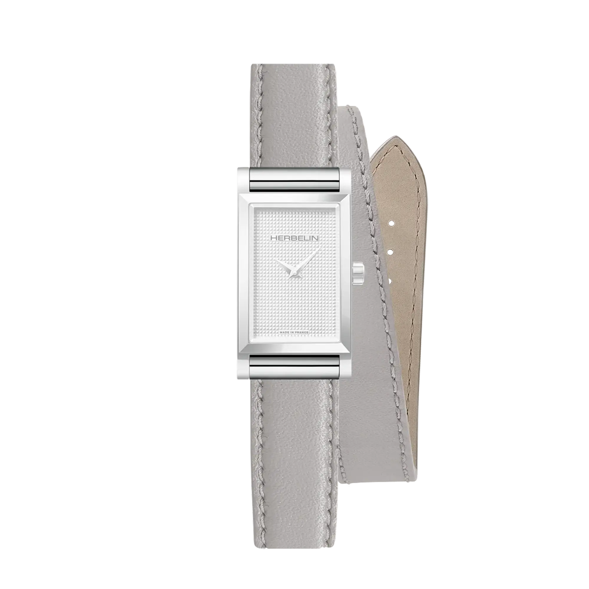 herbelin-antar-s-bracelet-montre-double-tour-cuir-nappa-gris-perle-interchangeab image 2