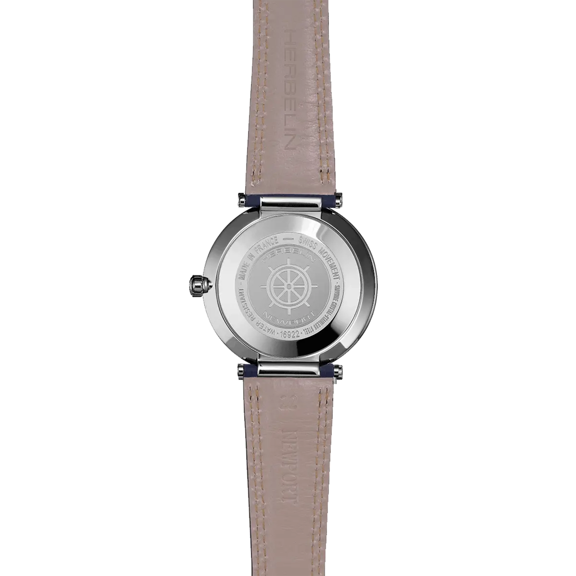 herbelin-newport-slim-quartz-montre-femme-bicolore-cuir-nacre-bleue image 4