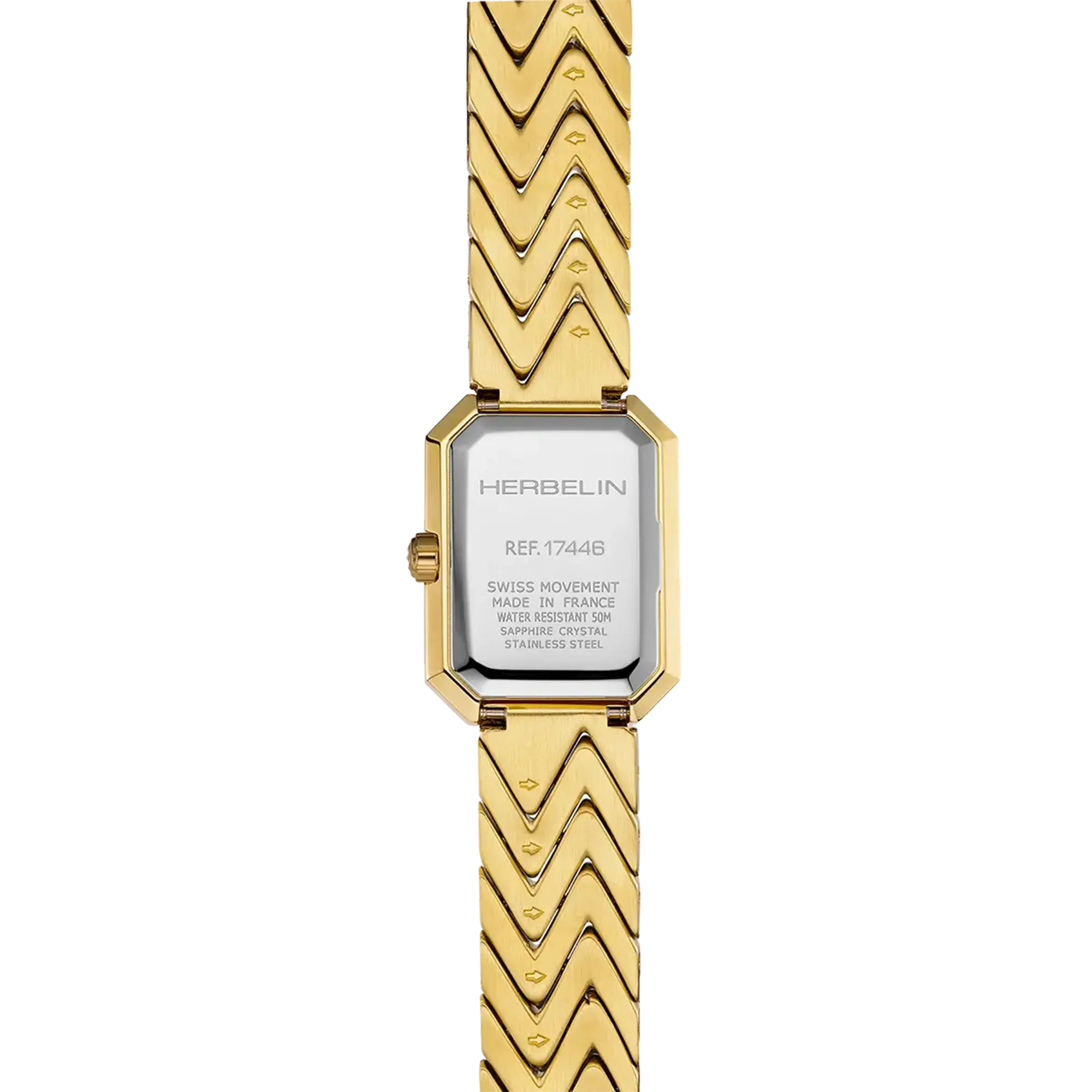 herbelin-octog-ne-chevrons-pvd-or-jaune-nacre-noire-montre-femme-acier image 4