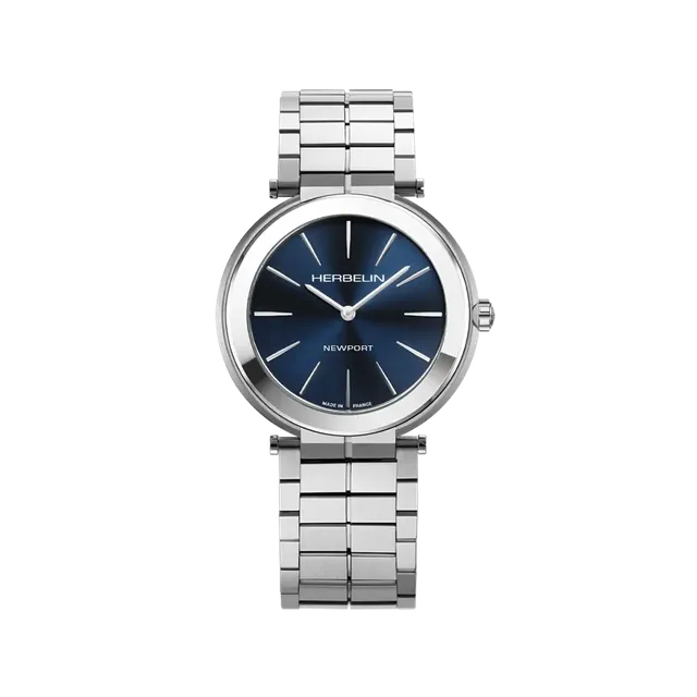herbelin-newport-slim-quartz-montre-homme-bleu-acier-5-8-mm image 1