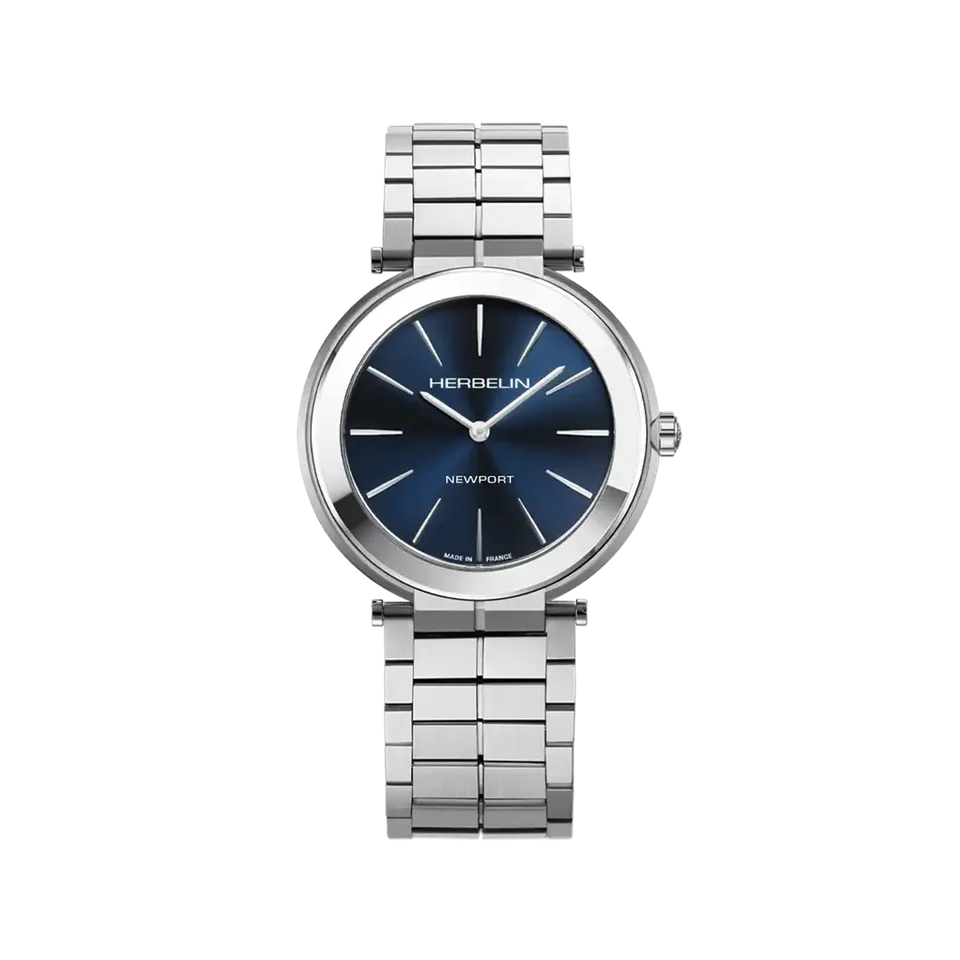herbelin-newport-slim-quartz-montre-homme-bleu-acier-5-8-mm image 1