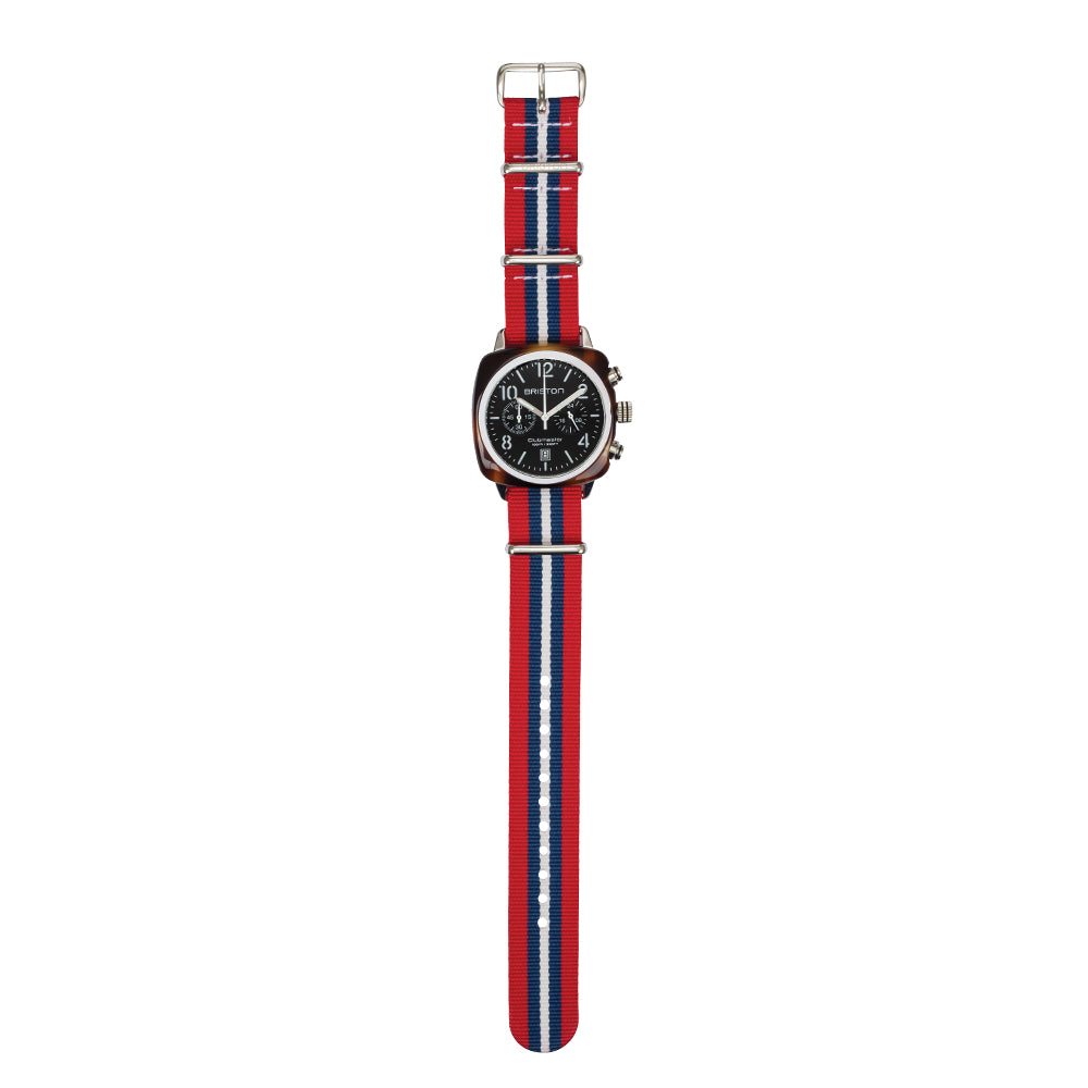 briston-clubmaster-classic-bracelet-type-nato-rouge-bleu-blanc-20-mm image 3