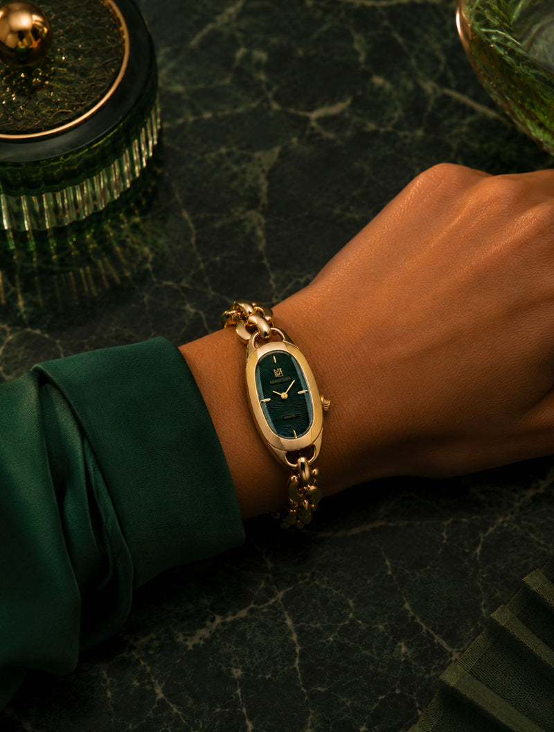 march-la-b-oblongue-drap-e-emerald-20-mm-montre-femme-ovale-dor-e-2 image 7