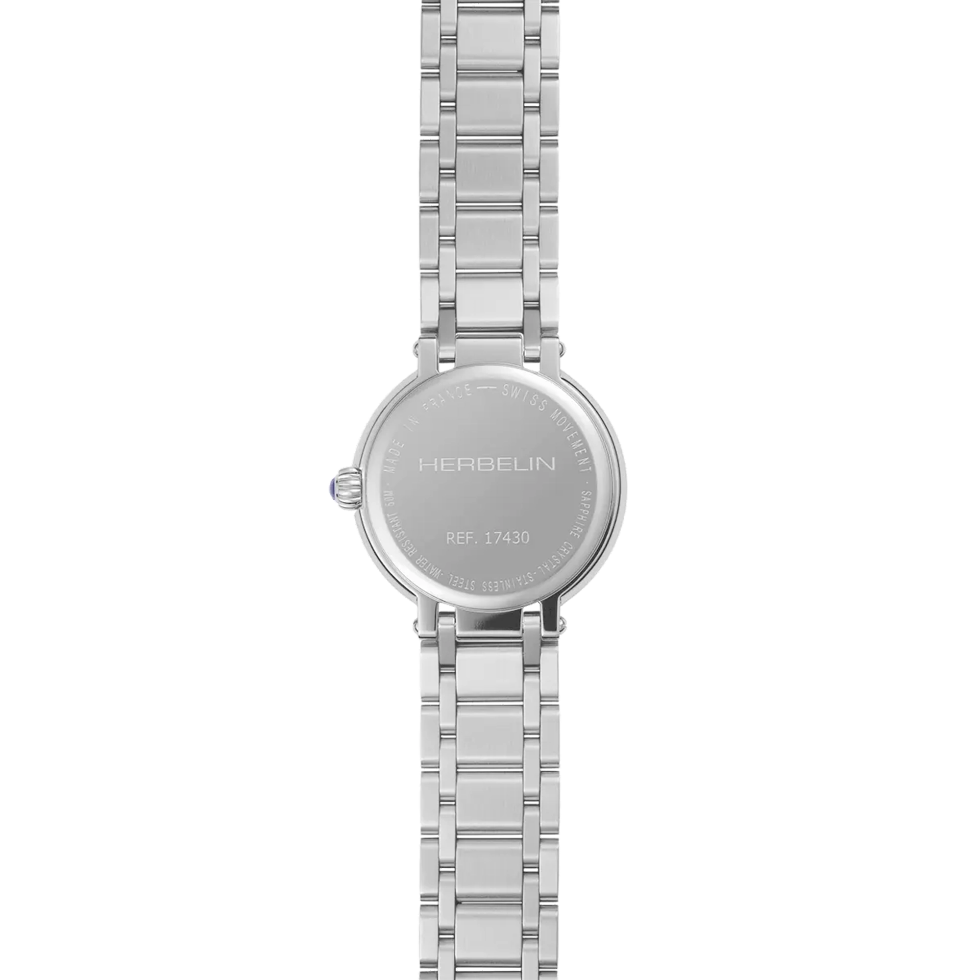 herbelin-galet-quartz-diamants-femme-acier-nacre-blanche image 4