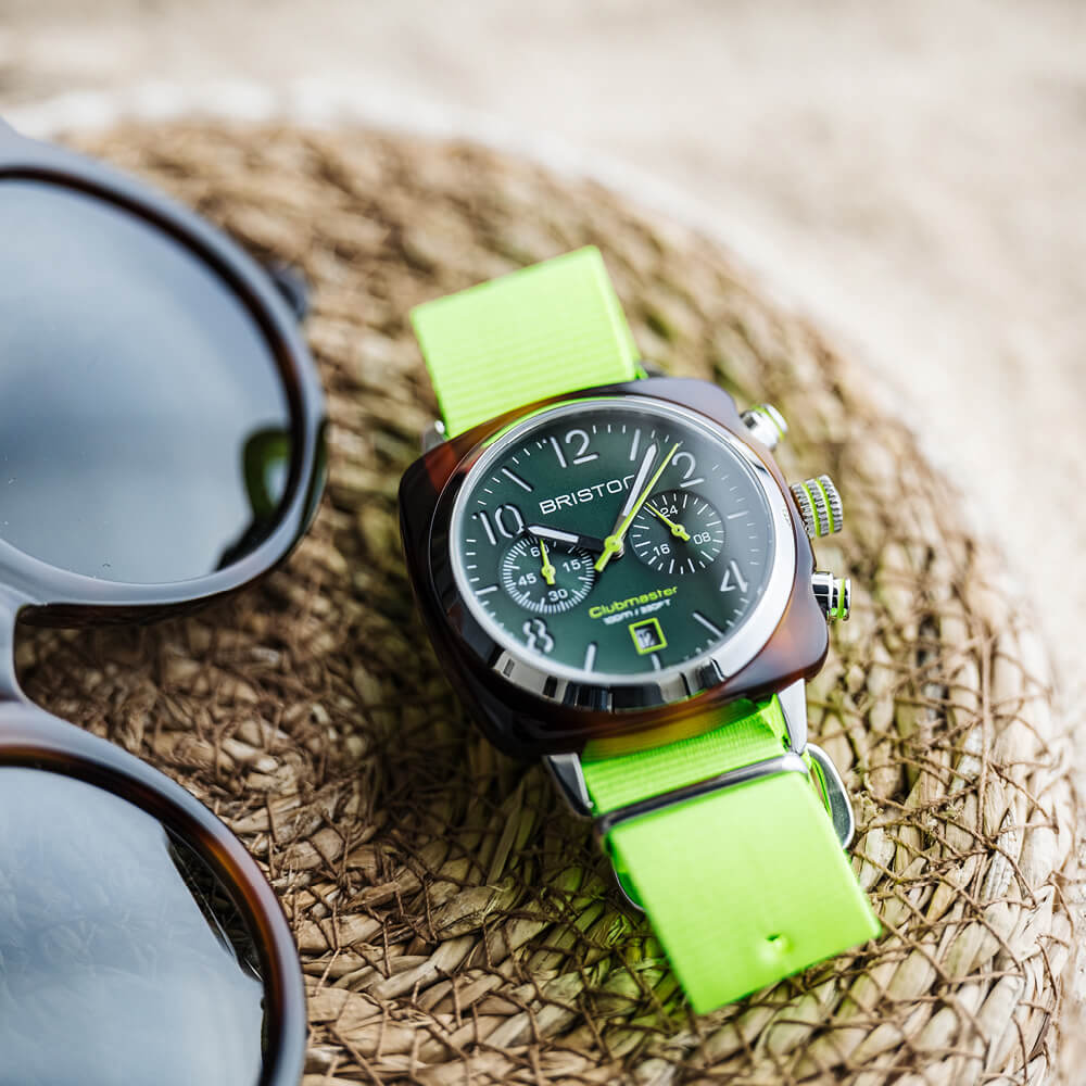 briston-clubmaster-classic-bracelet-type-nato-20-mm-jaune-fluo image 2