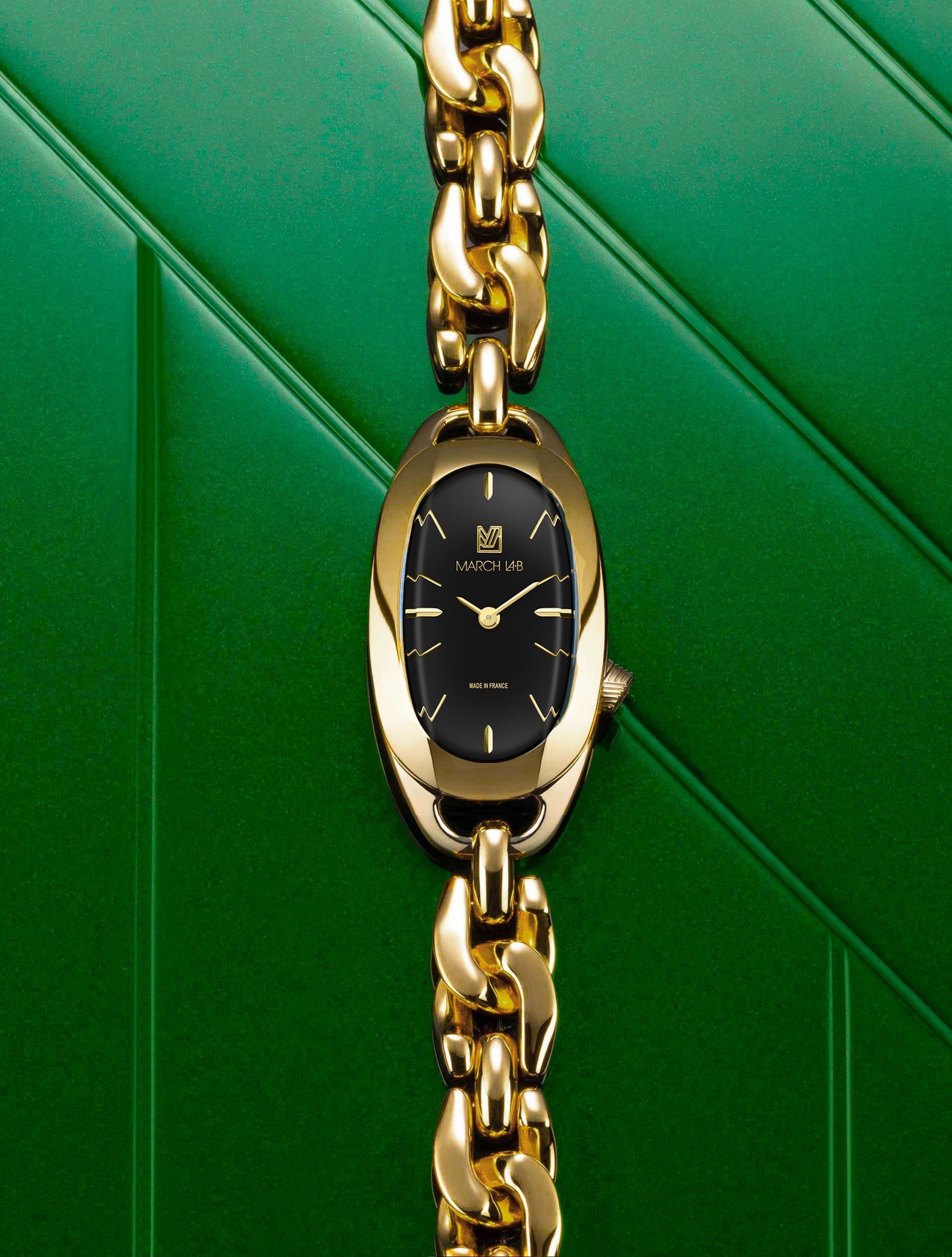 march-la-b-montre-oblongue-supreme-femme-20-mm-noire-dor-e-quartz image 1