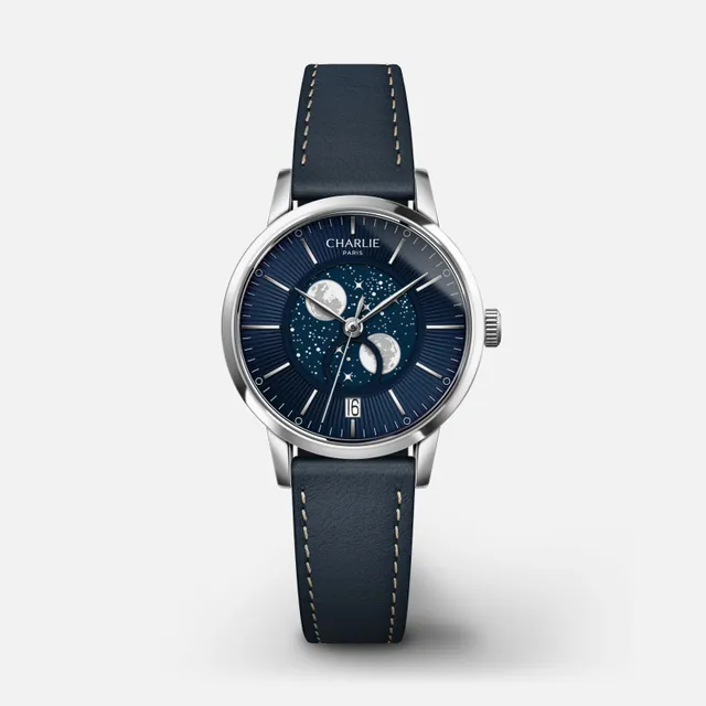 charlie-paris-sully-phase-de-lune-montre-femme-acier-bleu-30-mm image 1