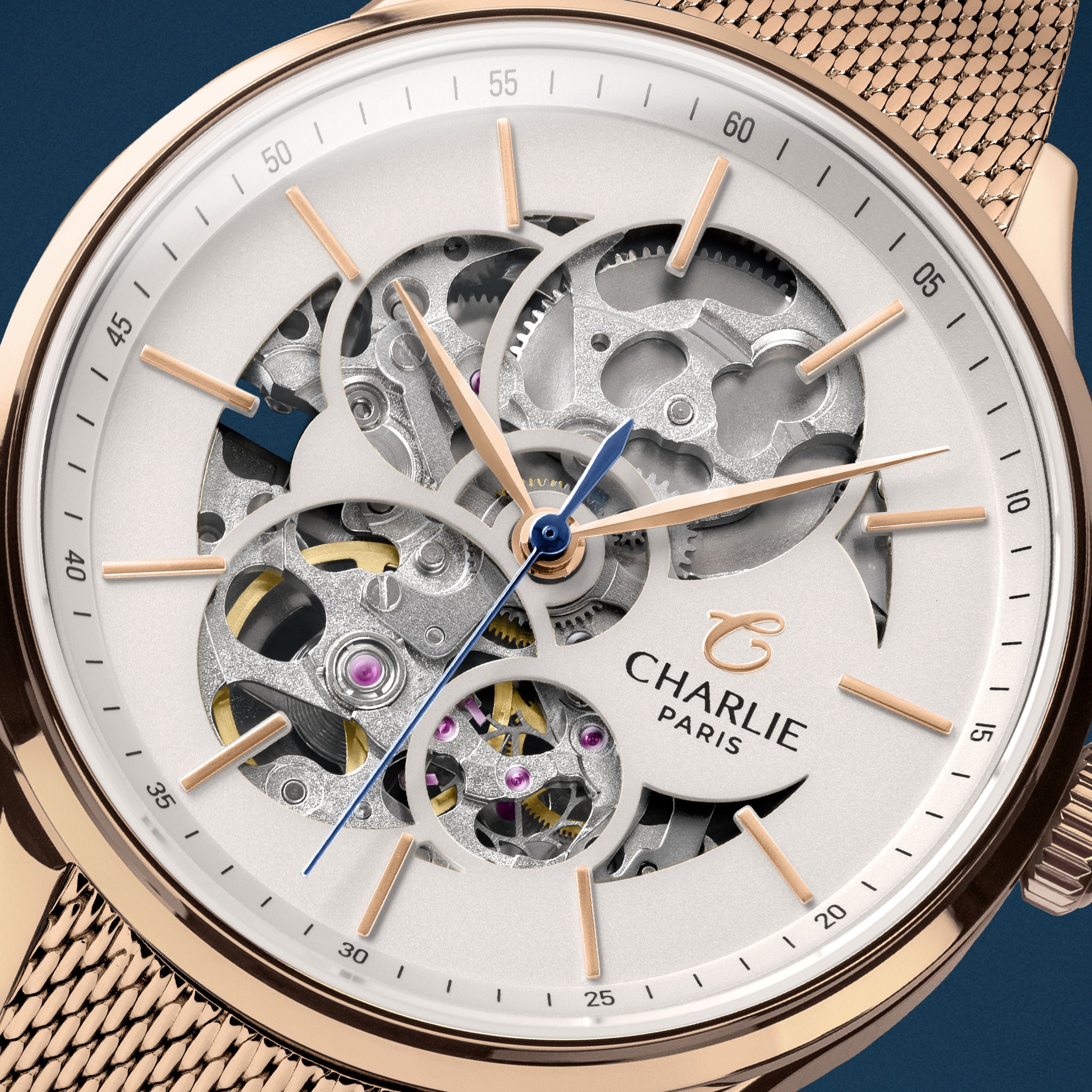 charlie-paris-initial-36-montre-automatique-femme-ajour-e-dor-rose-36-mm-2 image 4