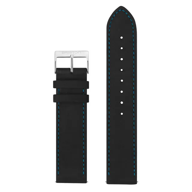 briston-bracelet-cuir-vintage-noir-surpiq-res-bleues-20-mm image 1