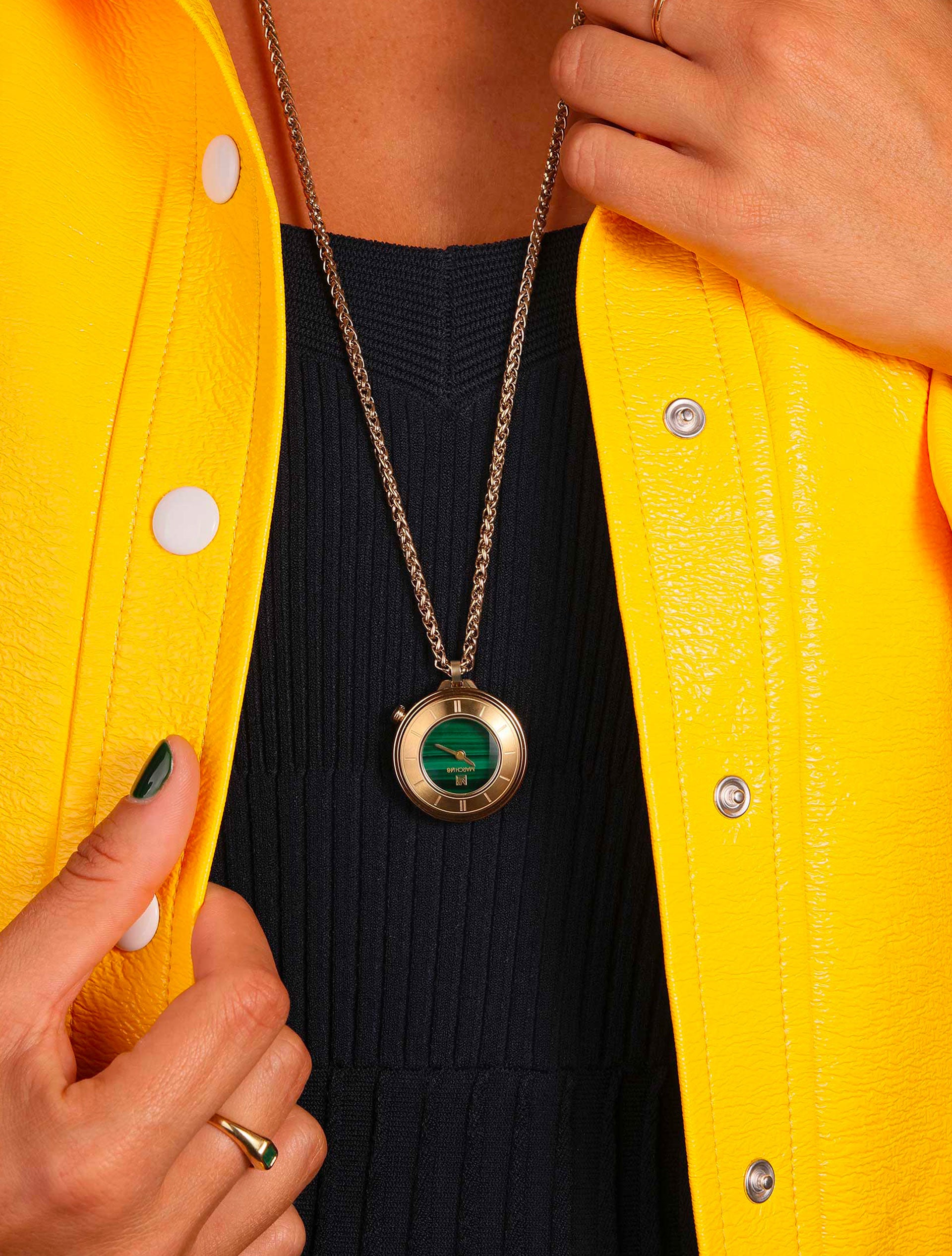 march-la-b-montre-sautoir-lady-volante-malachite-montre-sautoir-femme image 1