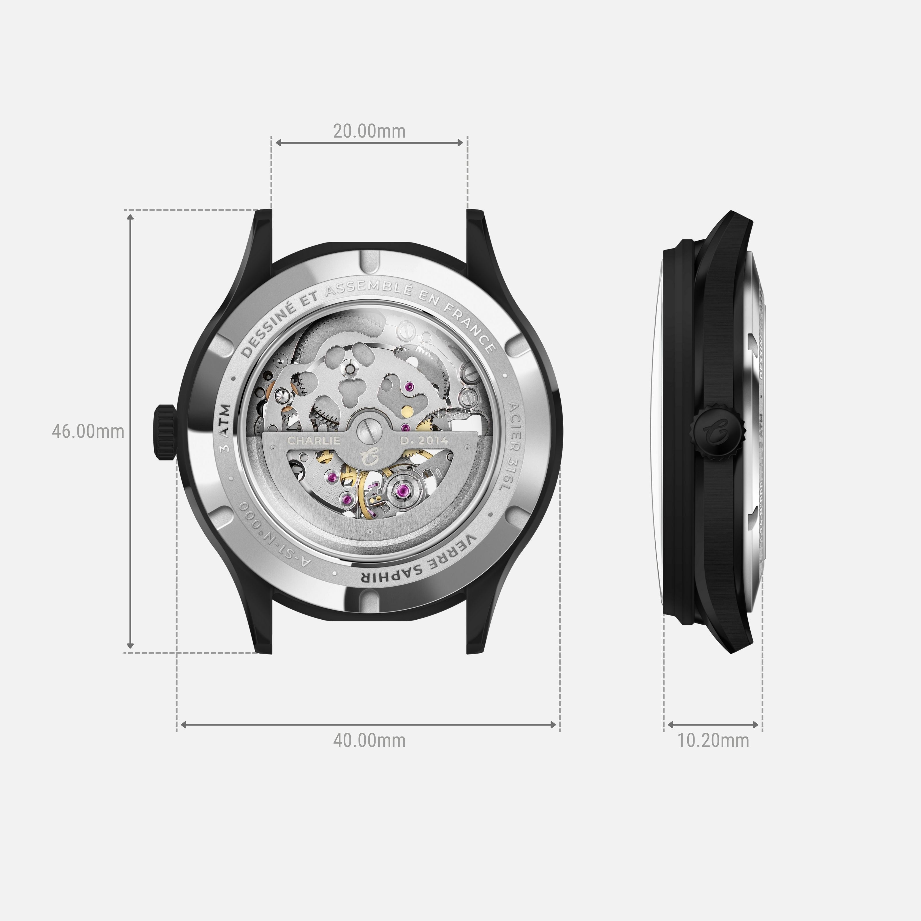 charlie-paris-initial-squelette-phantom-montre-automatique-homme-noire-pvd-40mm image 4