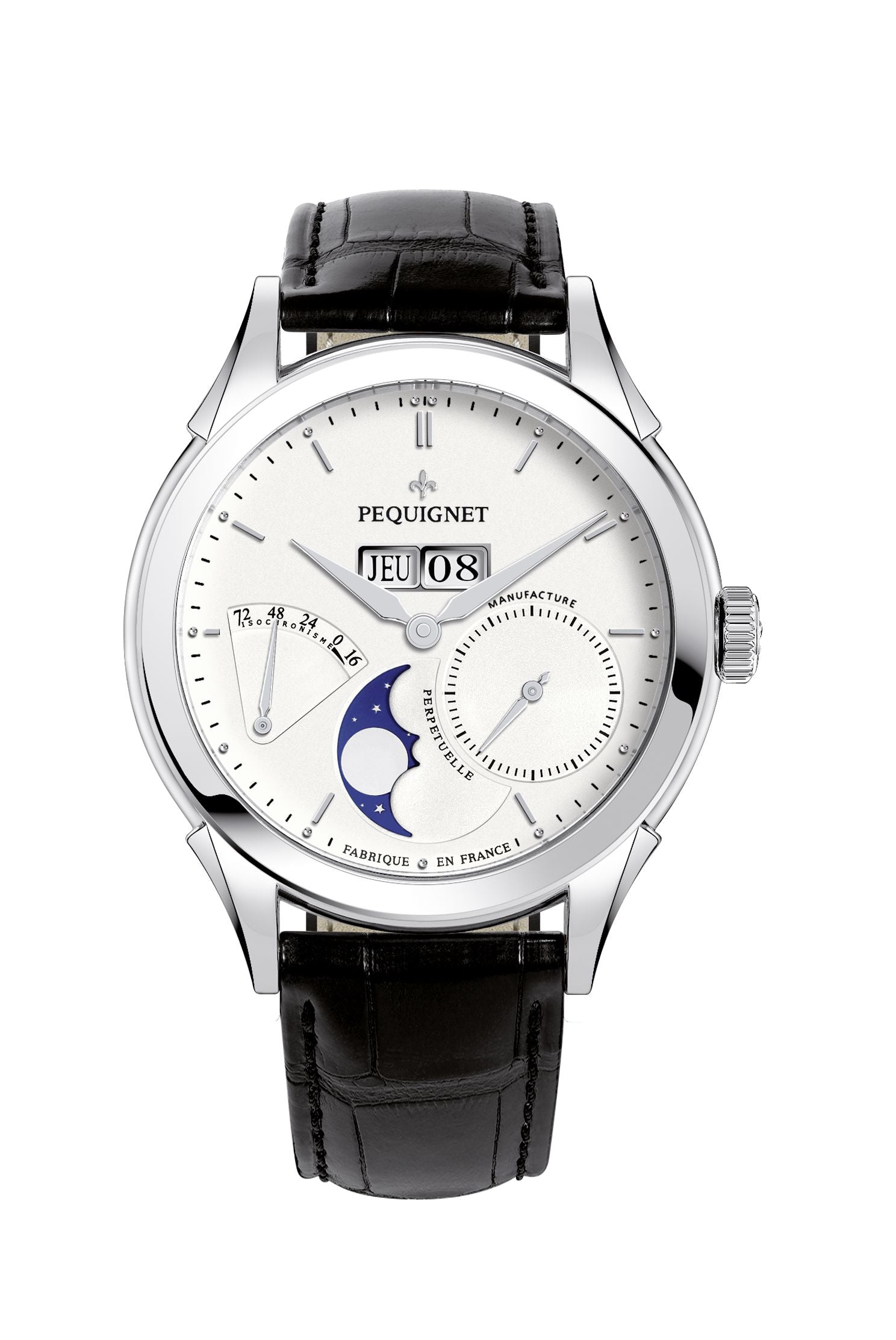 pequignet-royale-origine-argent-lune-montre-automatique-date-et-lune-88h image 6