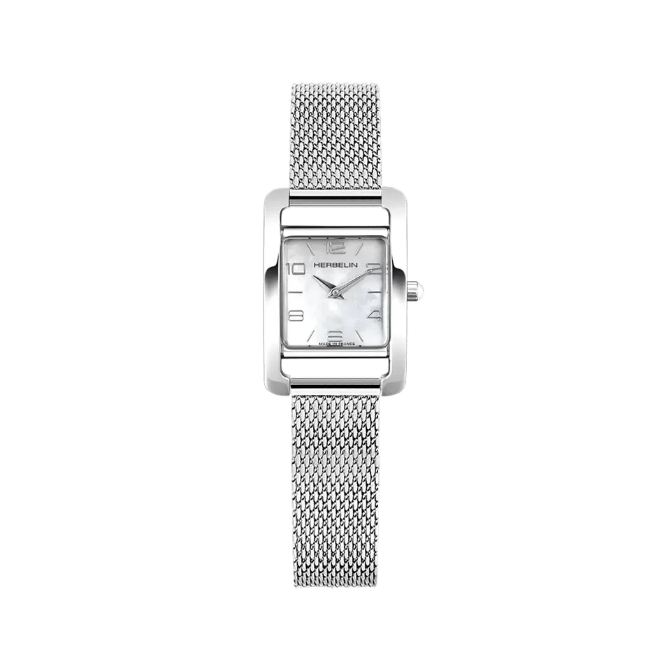 herbelin-ve-avenue-quartz-femme-nacre-acier-cuir-bleu image 1