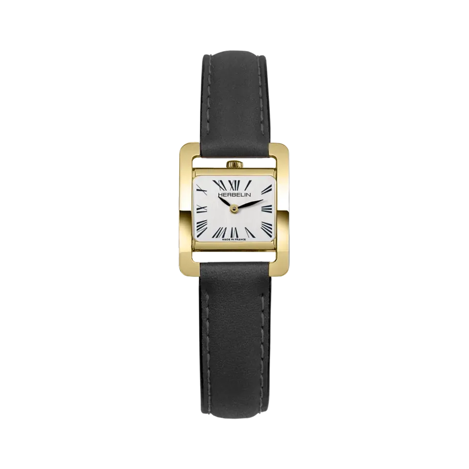 herbelin-ve-avenue-quartz-femme-pvd-or-jaune-cuir-noir image 1