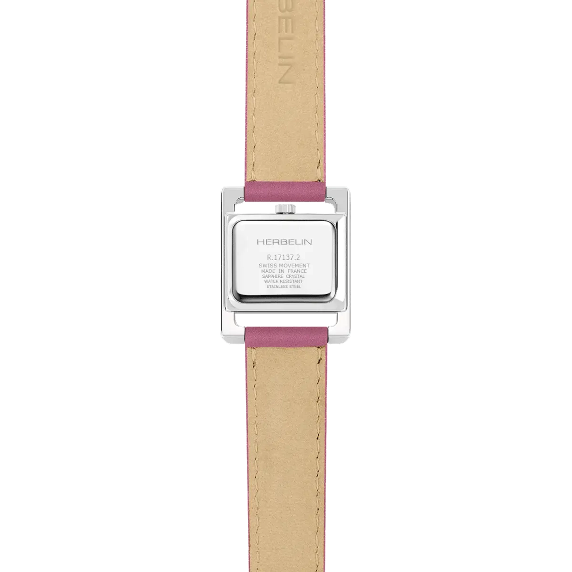 herbelin-ve-avenue-quartz-nacre-blanche-et-cuir-rose-montre-femme image 4