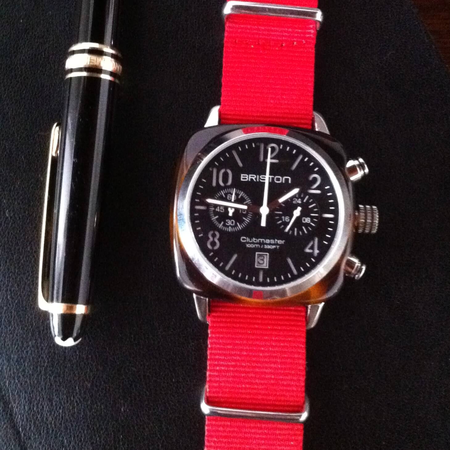briston-clubmaster-classic-bracelet-type-nato-20-mm-rouge image 5