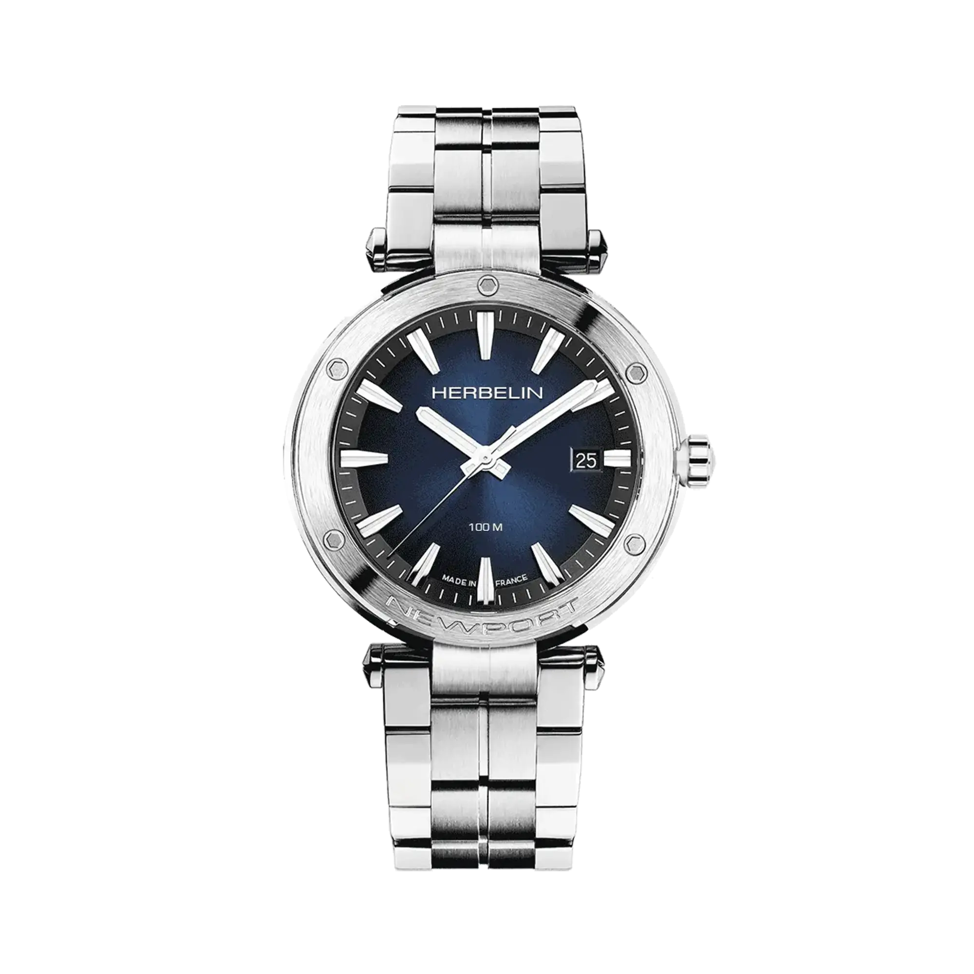herbelin-newport-quartz-montre-homme-acier-bleu-date image 1
