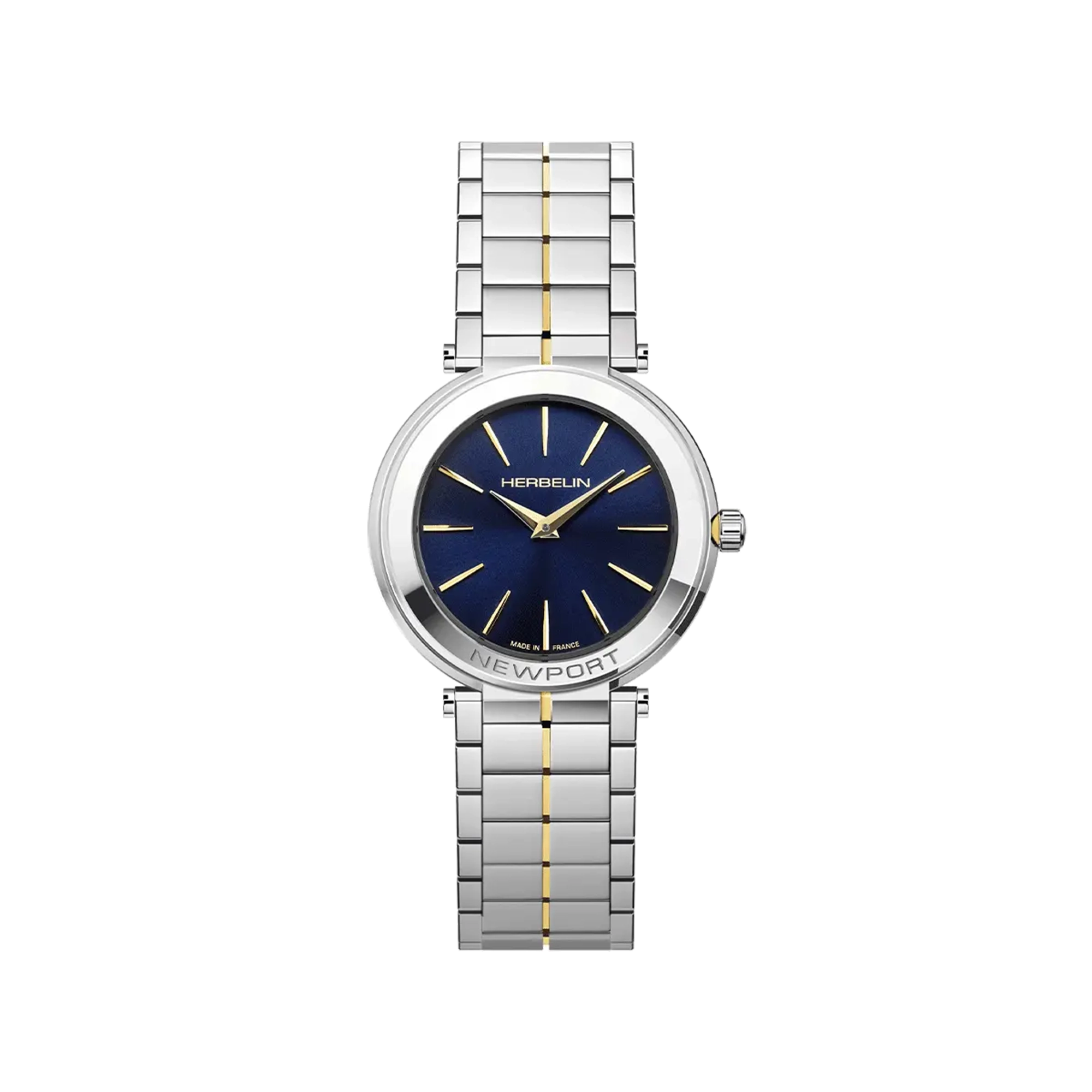 herbelin-newport-slim-bicolore-montre-femme-quartz-acier-bleu-et-dor image 1