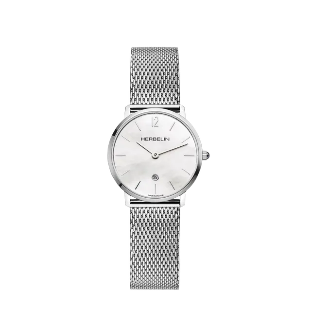 herbelin-city-quartz-femme-30-5-mm-nacre-maille-milanaise-montre image 1