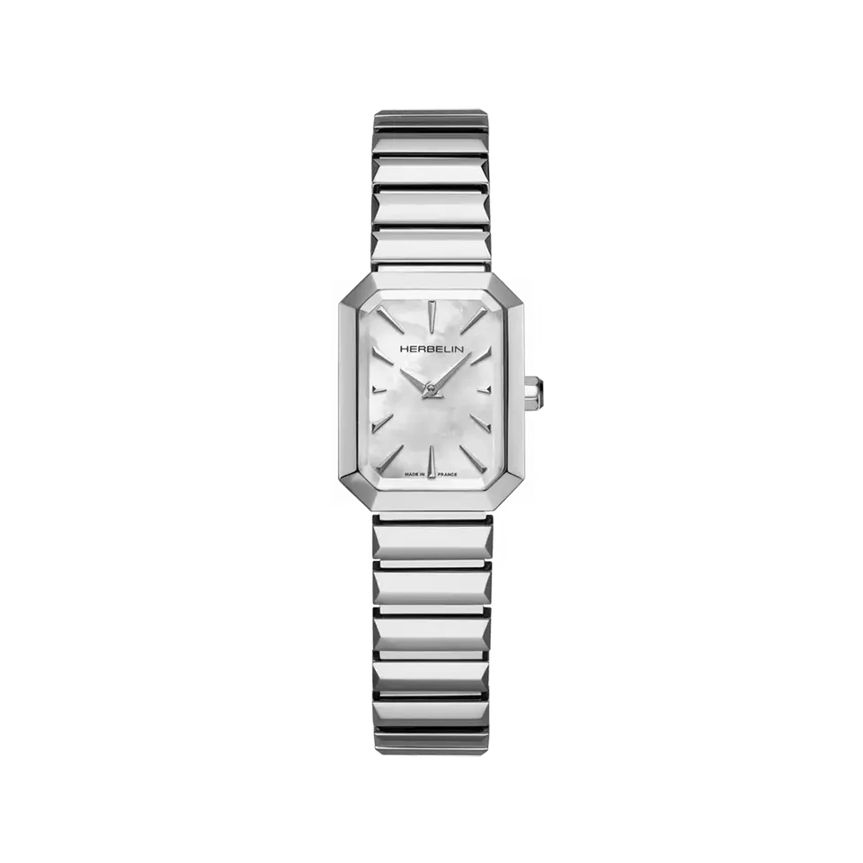 herbelin-octog-ne-quartz-dame-nacre-blanche-acier image 1