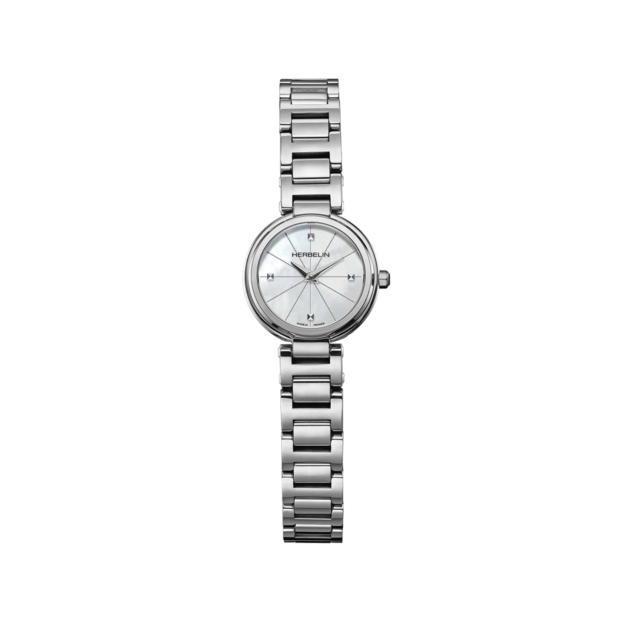 herbelin-lady-h-quartz-montre-femme-acier-nacre-blanche image 1