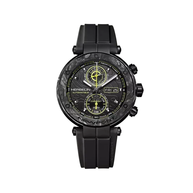 herbelin-newport-carbone-titane-chronographe-automatique-plongeuse-noire-dition- image 1