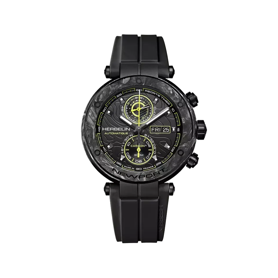 herbelin-newport-carbone-titane-chronographe-automatique-plongeuse-noire-dition- image 1
