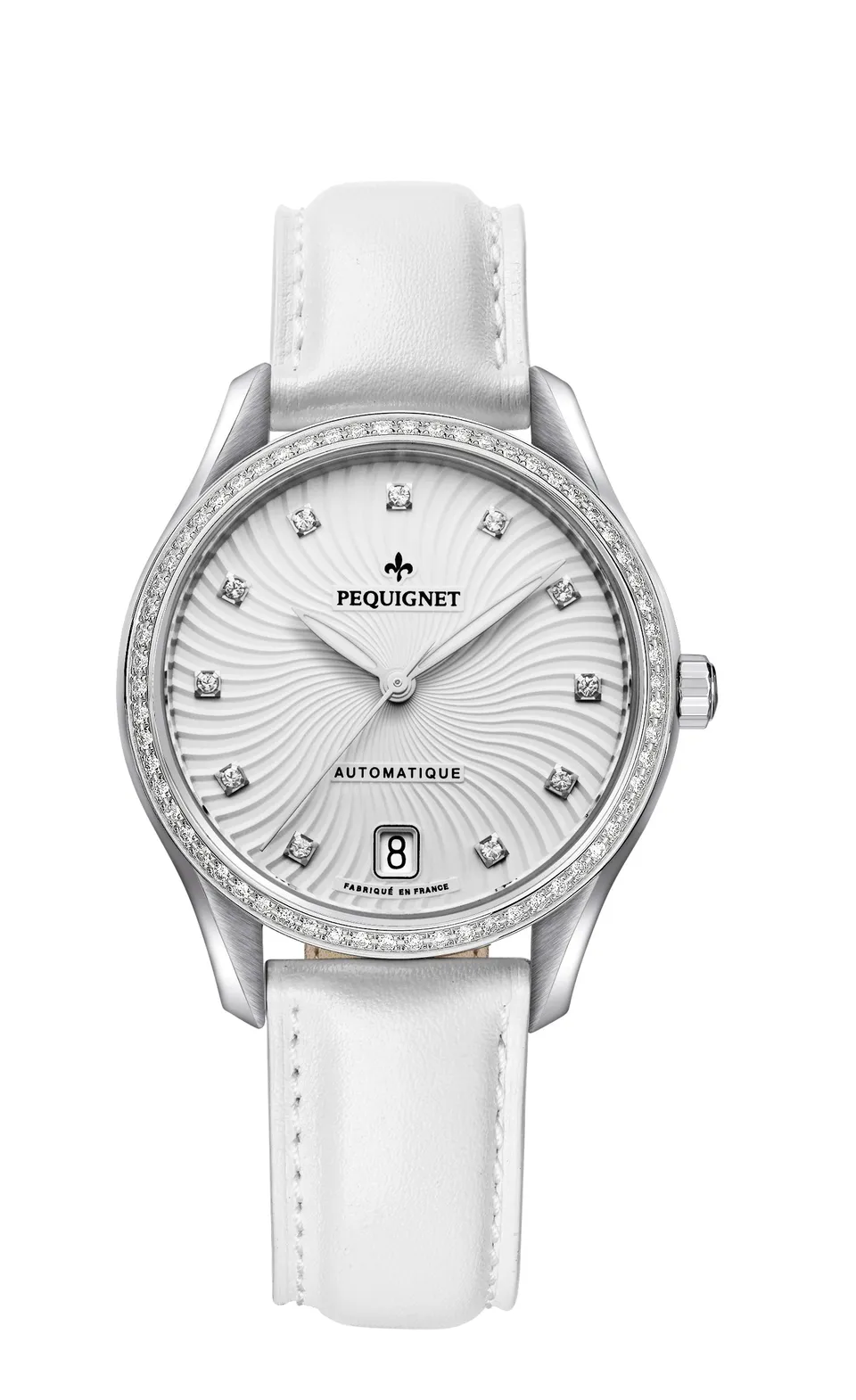 pequignet-l-gance-femme-lunette-62-diamants-bracelet-cuir-montre-date-6h image 1