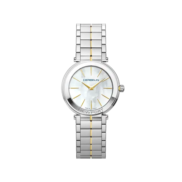 herbelin-newport-slim-quartz-nacre-et-acier-montre-femme image 1