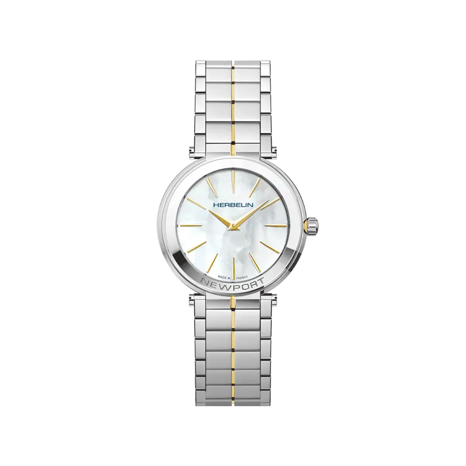 herbelin-newport-slim-quartz-nacre-et-acier-montre-femme image 1