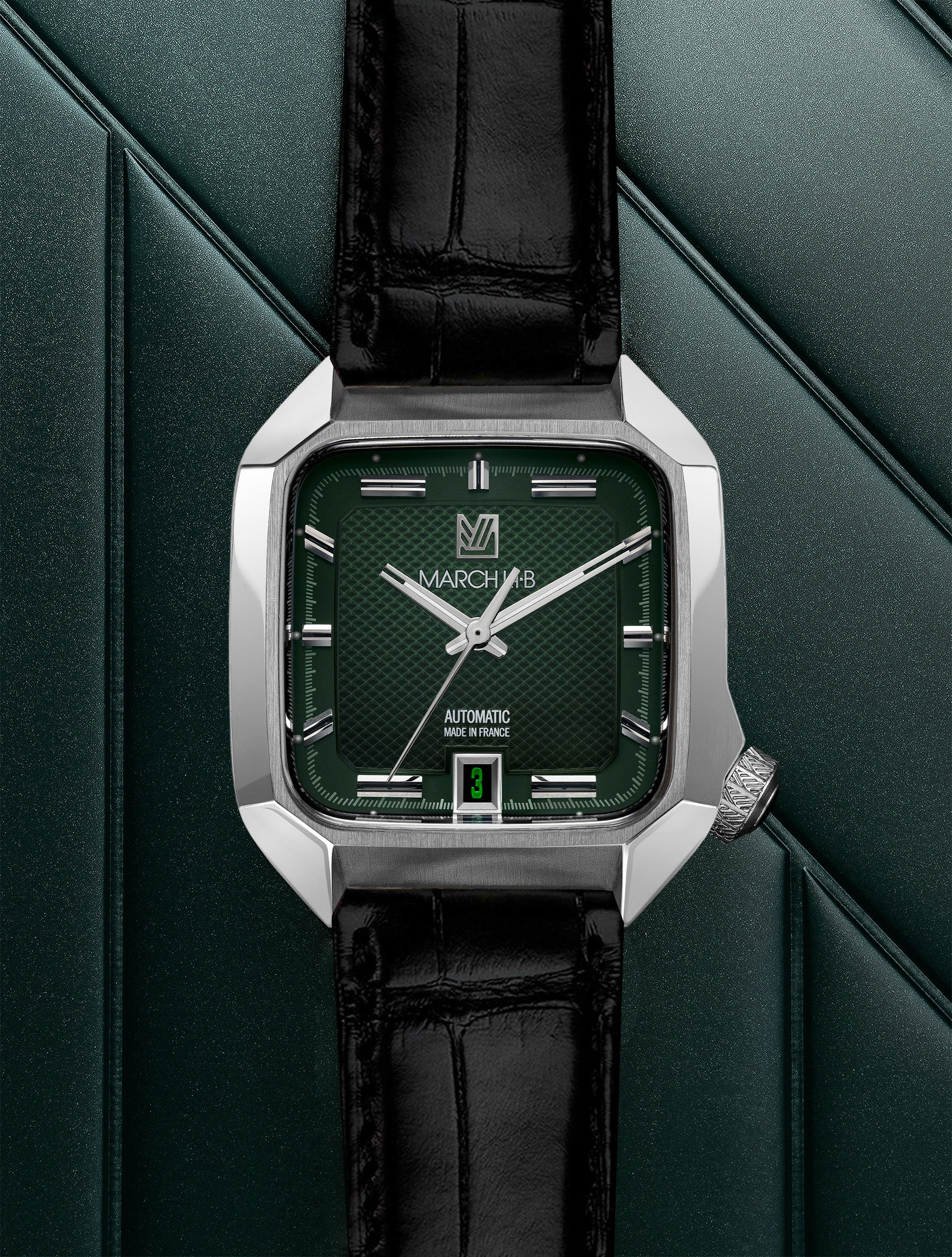 march-la-b-am2-automatique-grall-39-mm-montre-homme-octogonale-verte image 4