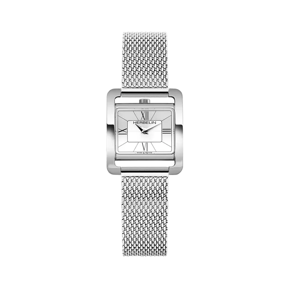 herbelin-ve-avenue-quartz-montre-femme-acier-maille-milanaise image 1