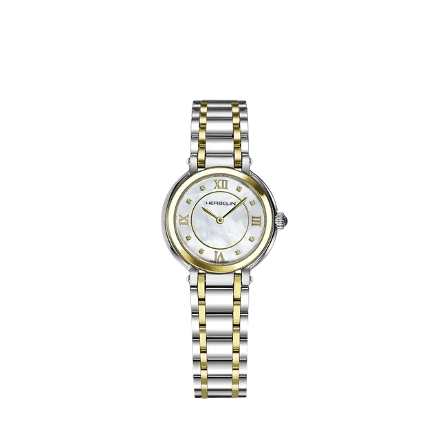 herbelin-galet-montre-femme-quartz-bicolore-zirconium-nacre image 1