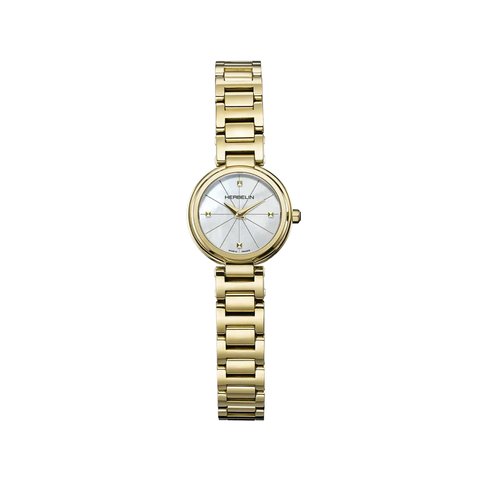 herbelin-lady-h-quartz-22-mm-montre-femme-nacre-pvd-or-jaune-verre-saphir image 1