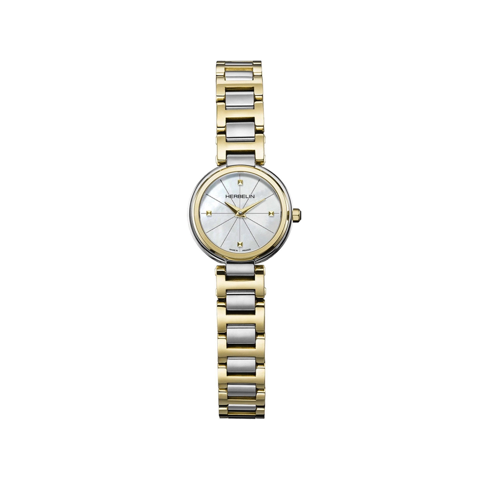 herbelin-lady-h-quartz-montre-femme-nacre-blanche-bicolore-acier image 1