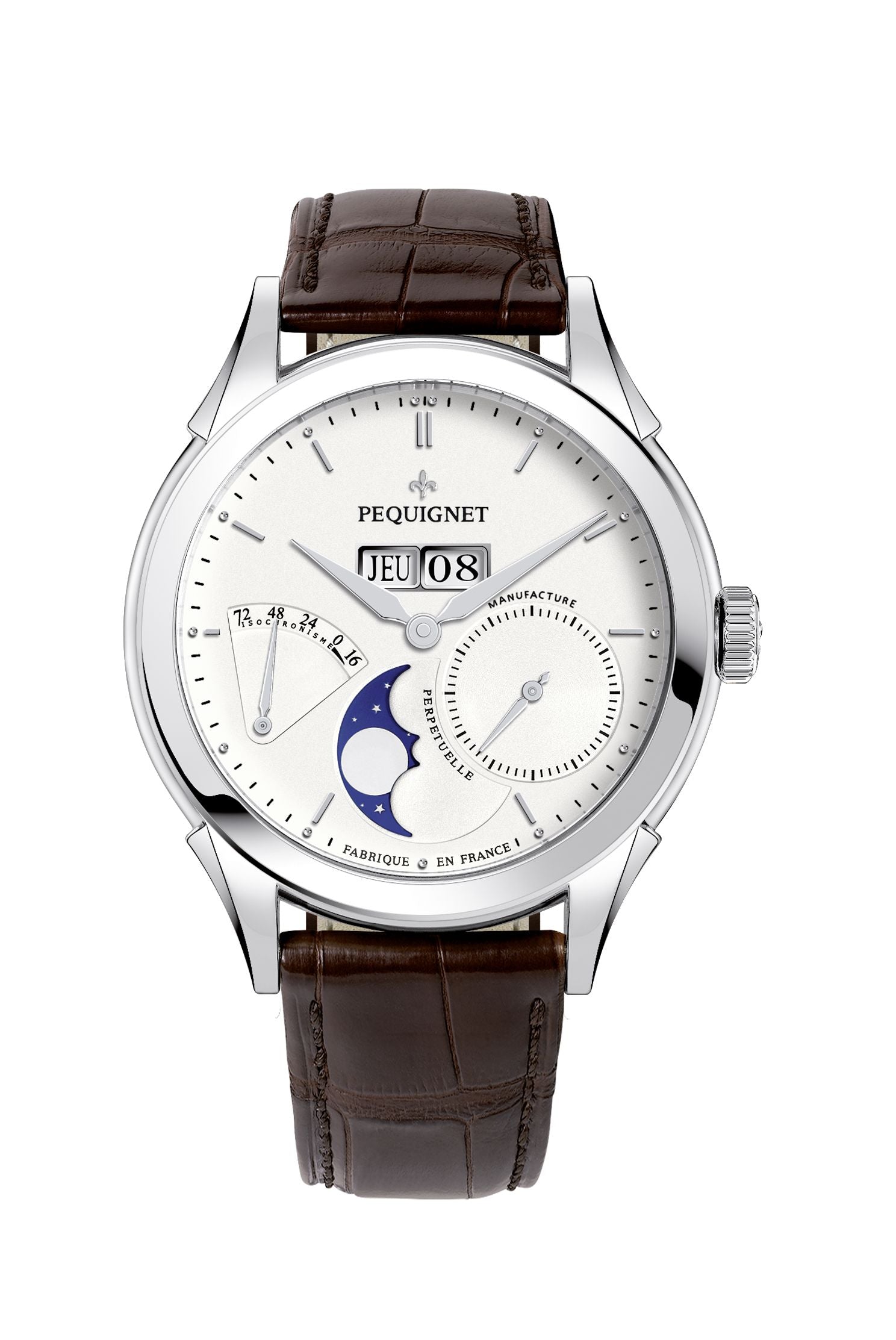 pequignet-royale-origine-argent-lune-montre-automatique-date-et-lune-88h image 4