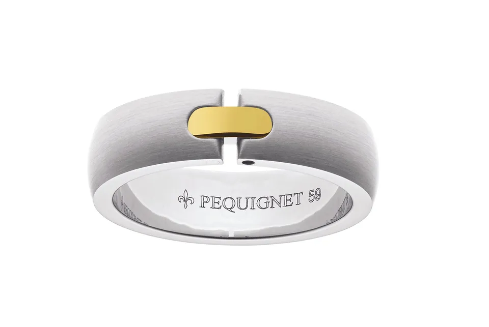 pequignet-moorea-bague-acier-or-jaune-diamant-3 image 1