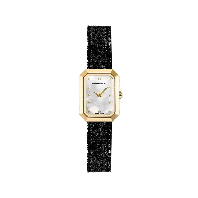 herbelin-octog-ne-quartz-montre-femme-dor-e-cuir-noir-nacre image 1