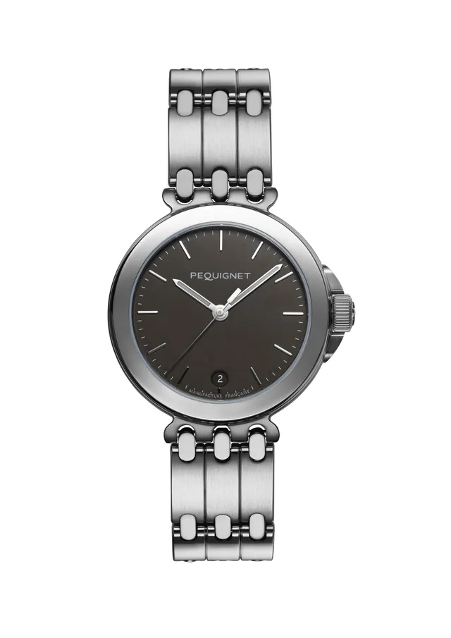 pequignet-moorea-2024-montre-mixte-38-5-mm-bracelet-acier-3-rangs-cadran-anthrac image 1