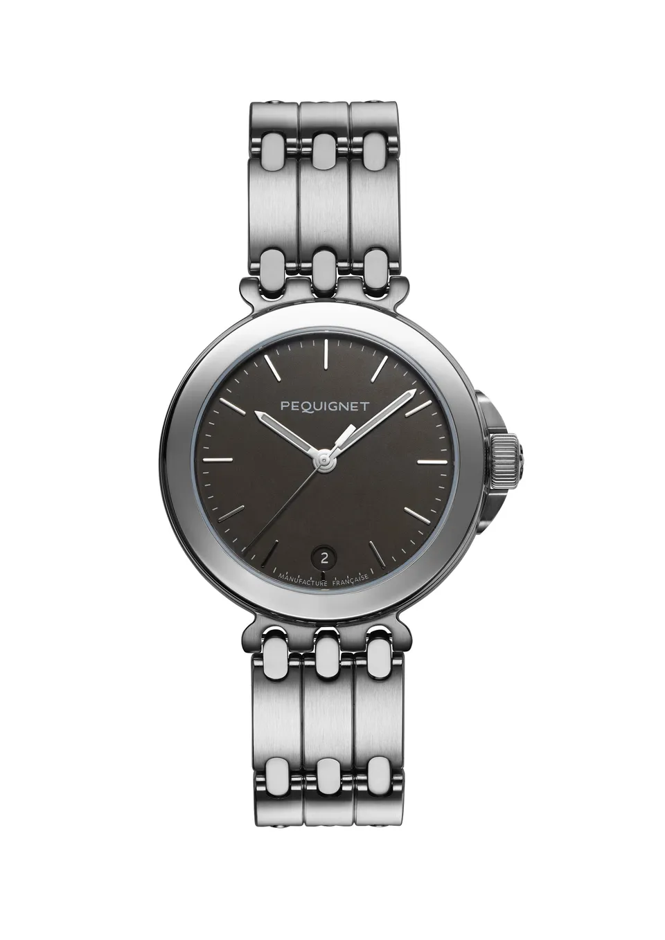 pequignet-moorea-2024-montre-mixte-38-5-mm-bracelet-acier-3-rangs-cadran-anthrac image 1