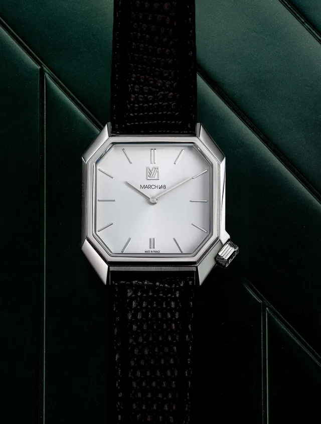 march-la-b-montre-mansart-electrique-white-34-mm-octogonale image 1