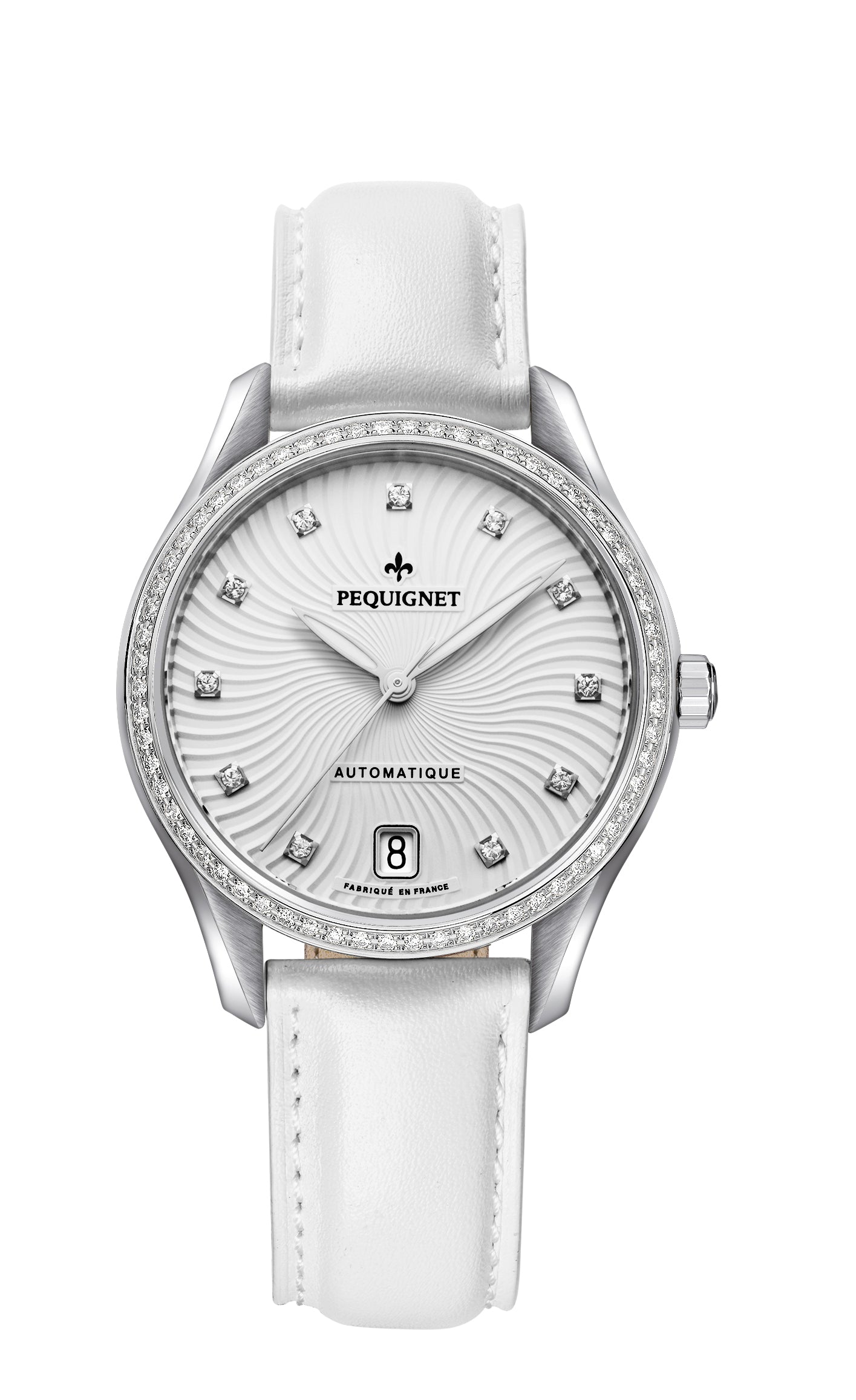pequignet-l-gance-femme-lunette-62-diamants-bracelet-cuir-montre-date-6h image 1