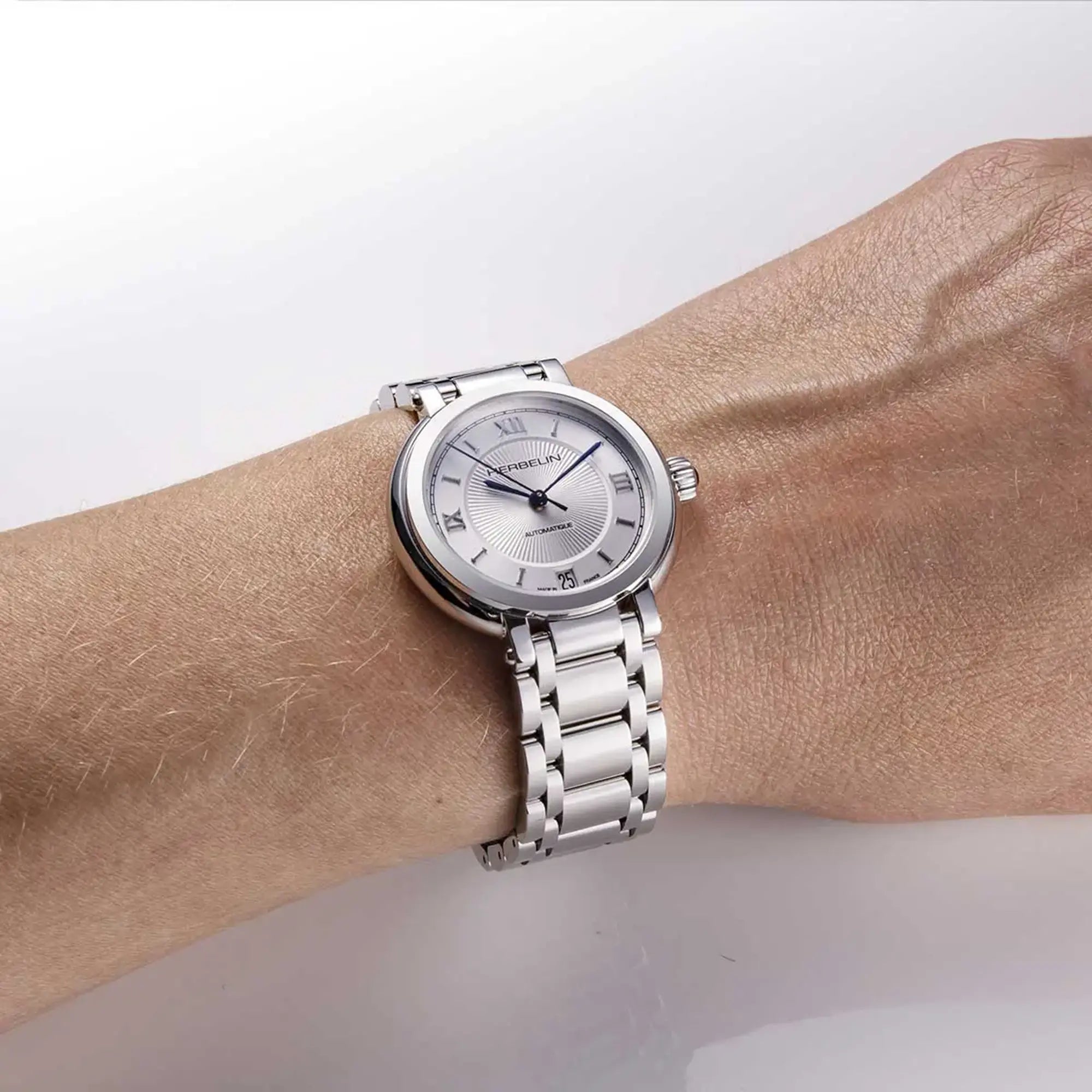 herbelin-galet-automatique-montre-femme-tout-acier-cadran-guilloch image 2